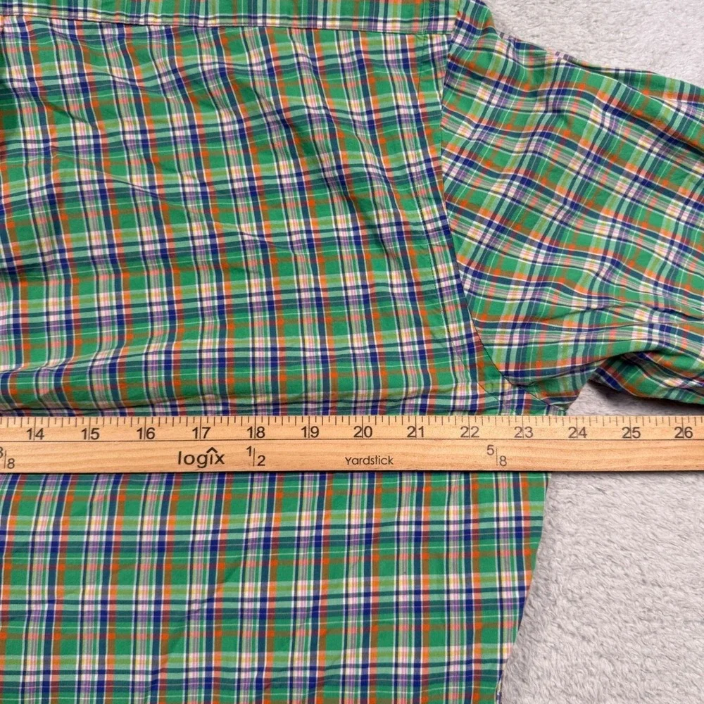 Vintage Polo Ralph Lauren Button Down Shirt Mens‎ L Green Plaid Custom Fit Pony